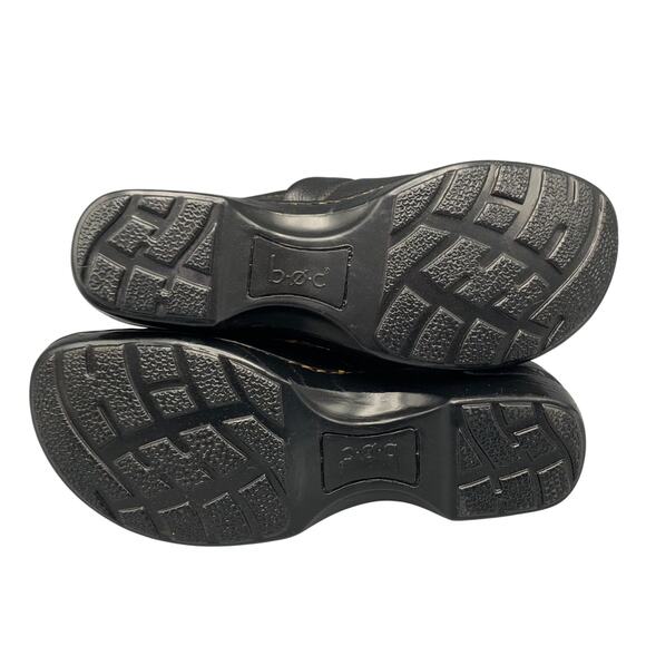 Born BOC Peggy Clogs Size 8 Pebbled Leather Slip On Casual Comfort Black Womens - Picture 8 of 11